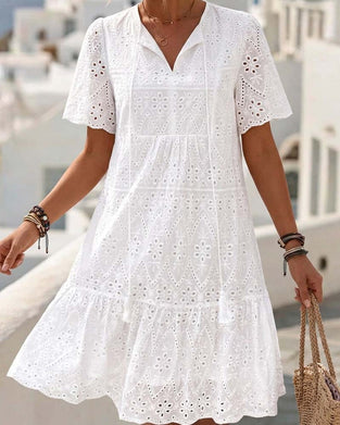 Kleid Durchbrochen Kurzarm