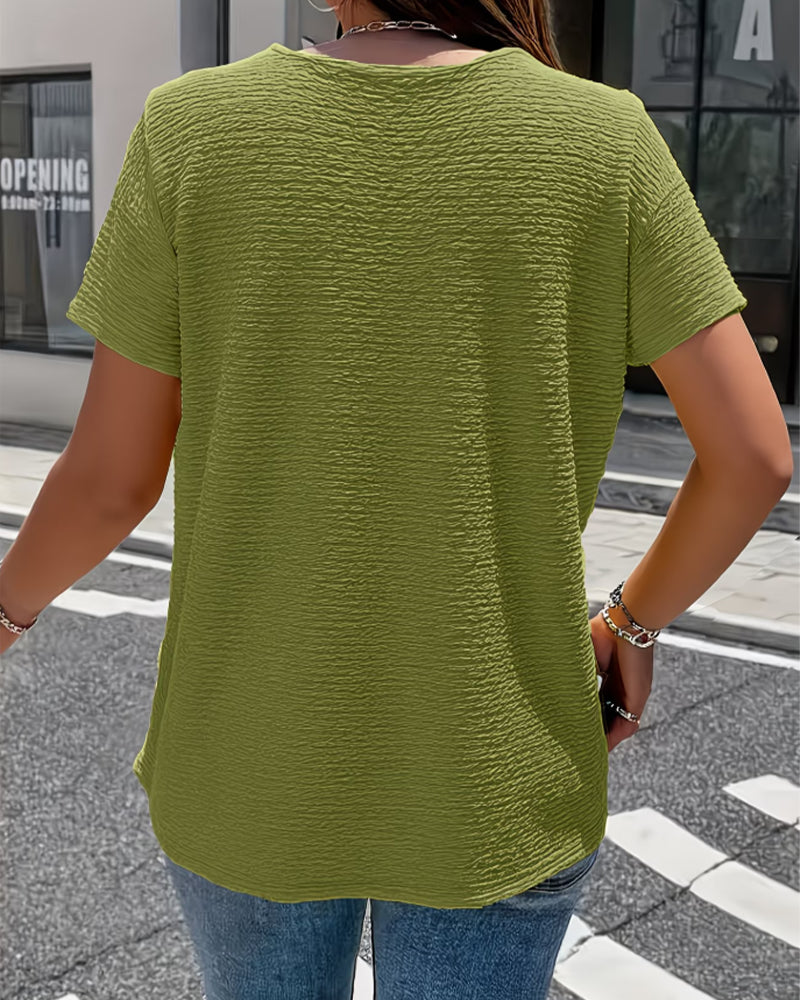 T-Shirt Peter Pan Kragen Drei Knöpfe