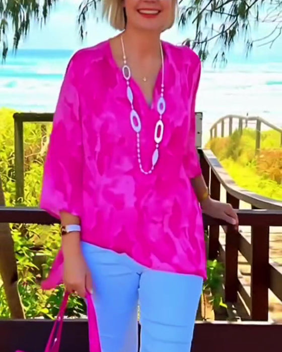 Bluse Mit V-Ausschnitt Leichtdruck