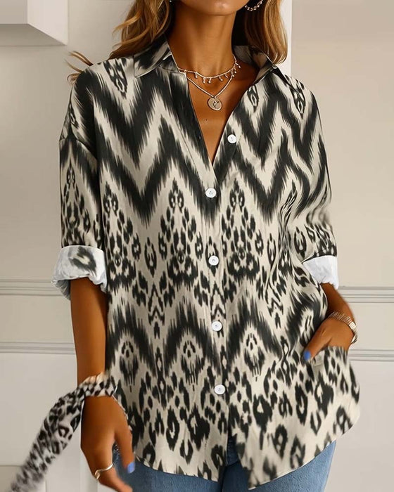 Hemd Leopardenmuster Revers Mode