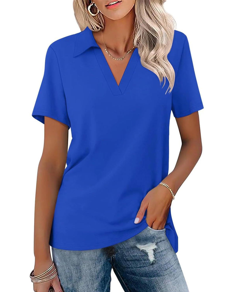 T-Shirt Kurzer Ärmel V-Ausschnitt Polo