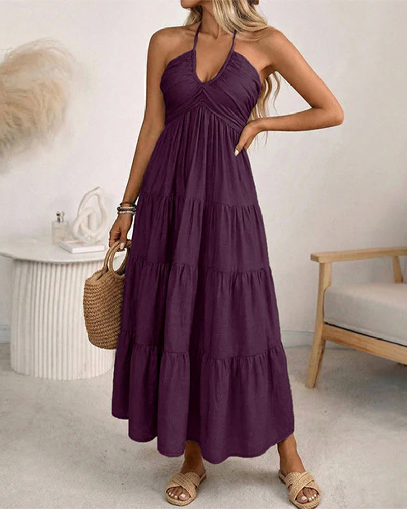 Kleid Neckholder Bandeau Mehrlagige Rüsche