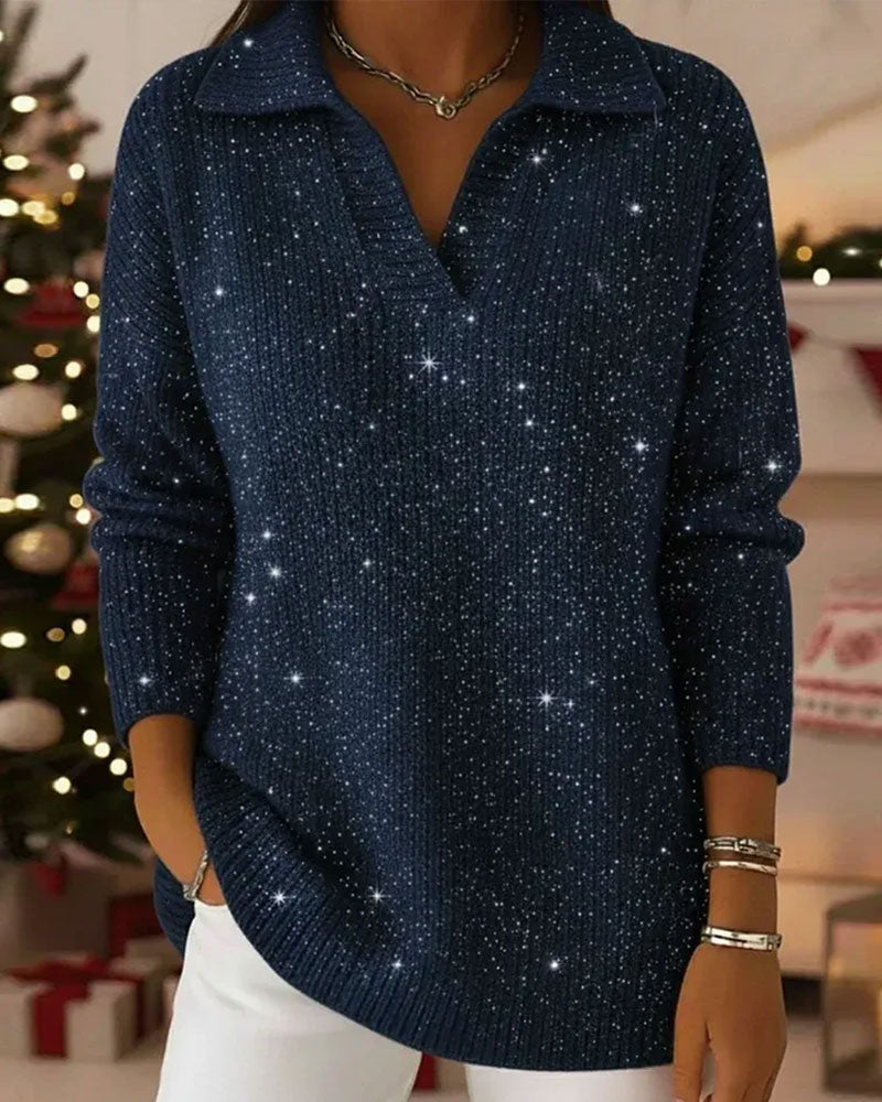 Pullover Revers Langarm Locker