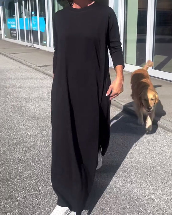 Kleid Locker Langarm Rundhals