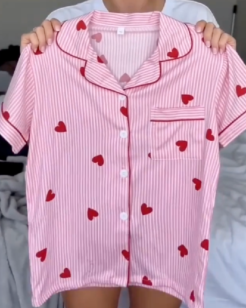 Set Herz Streifen Freizeitkleidung