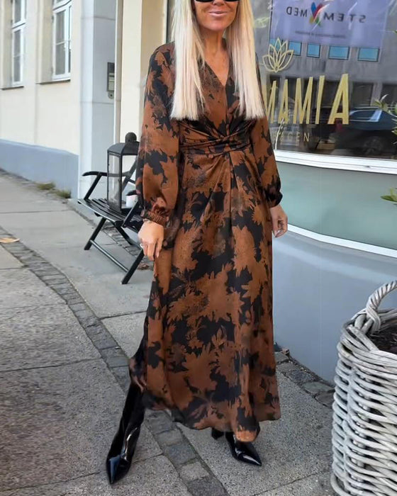 Kleid mit Laternenärmeln und Retro-Print