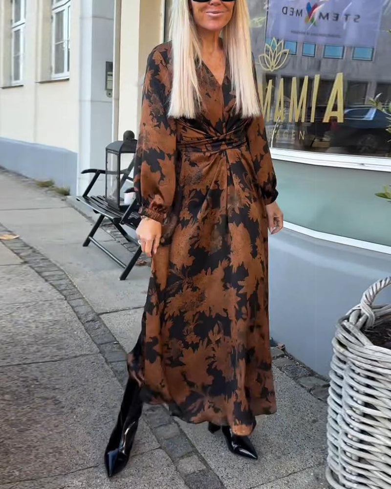 Kleid mit Laternenärmeln und Retro-Print