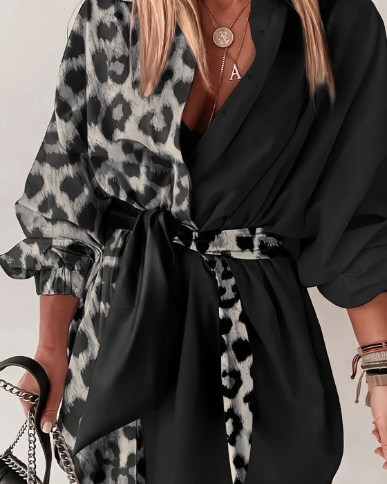 Kleid Leopard Patchwork Binden