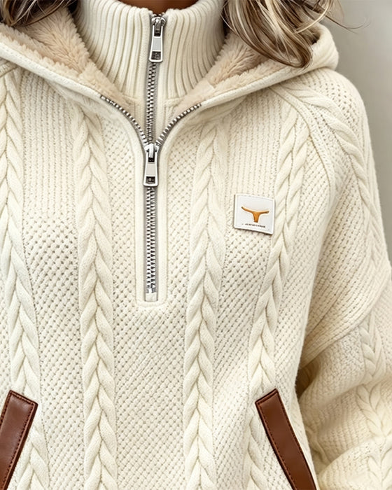 Hoodie Reißverschluss Lässig Rollkragen