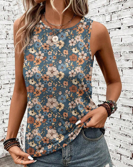 Tanktop Ärmellos Blumenmuster