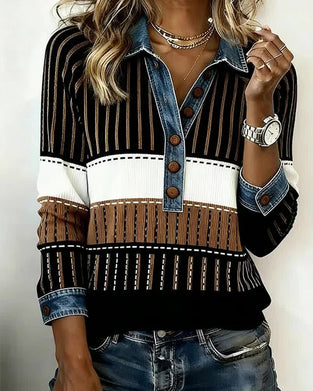 Ein vielseitiges Colorblock-Sweatshirt mit Button-Down-Kragen