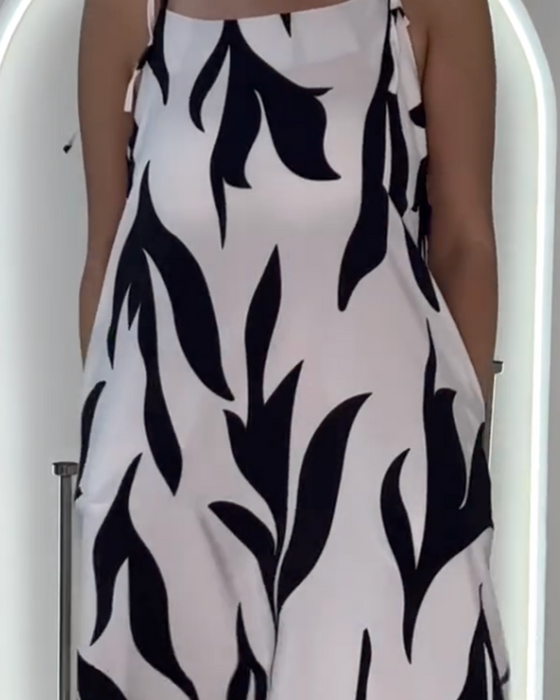Kleid Lässig Ärmellos Bedruckt