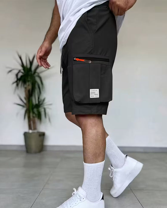 Herren Hose Einfarbig Loose Fit Kurz Cargo