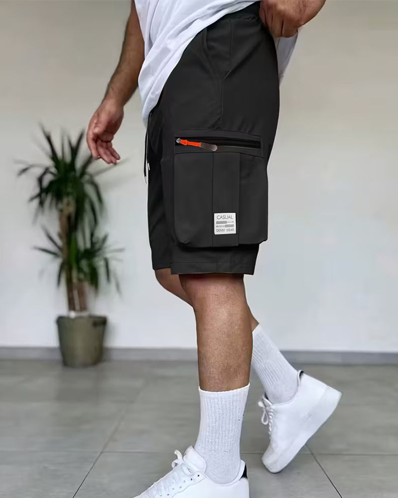 Herren Hose Einfarbig Loose Fit Kurz Cargo