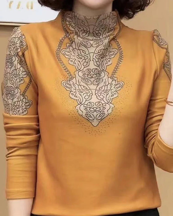 Top Elegant Gedruckt Figurbetont Damen Stehkragen