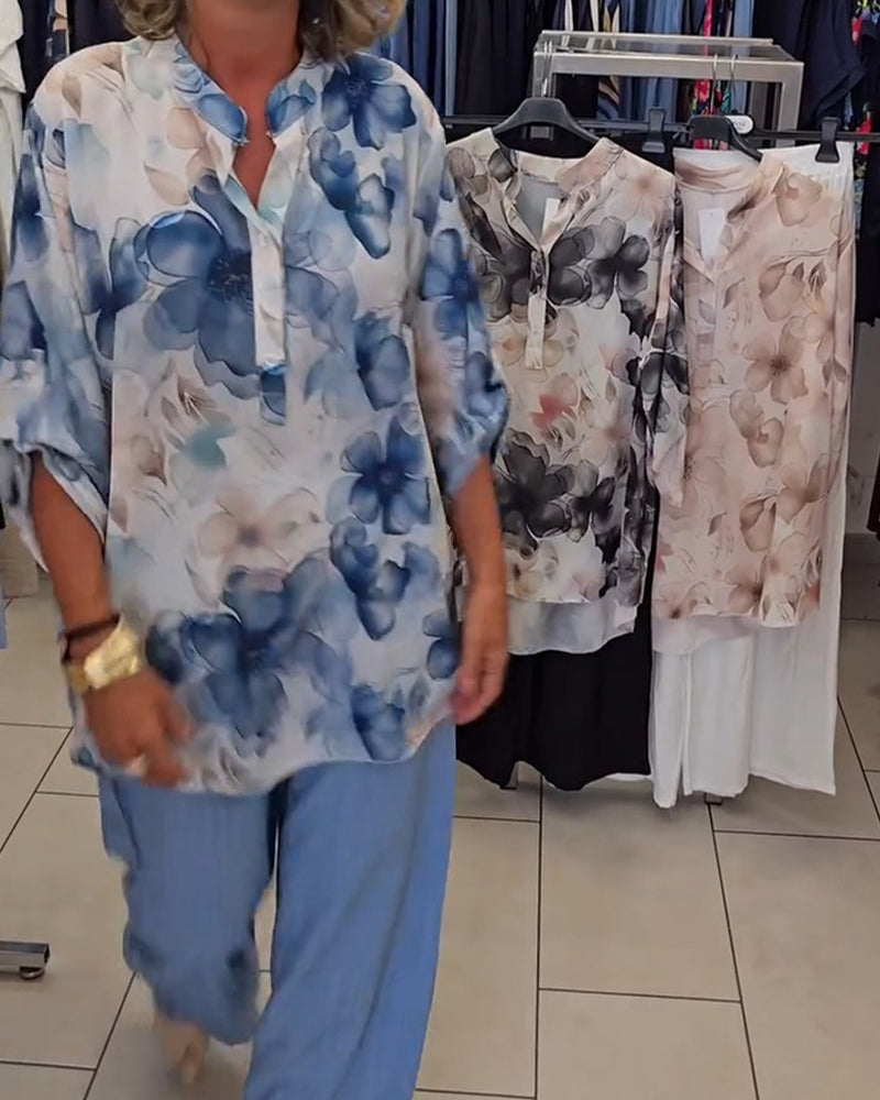 Bluse Aquarell Blumen Lässig