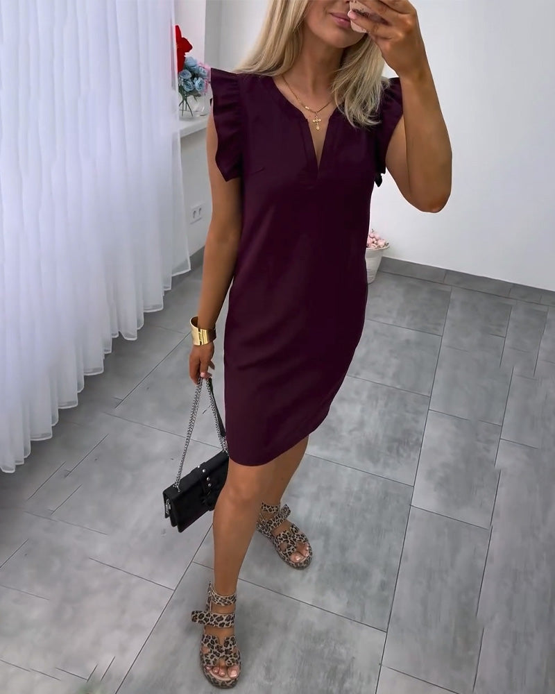 Kleid Flatterärmel Gerade
