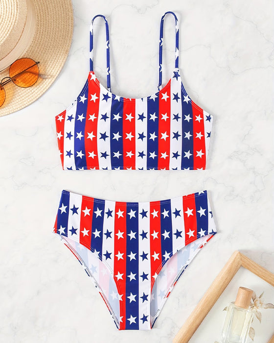 Bikini Sterne Und Streifen Druck