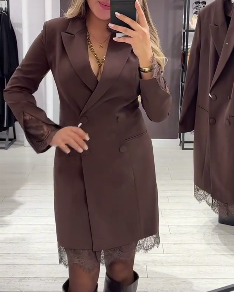 Kleid mit V-Ausschnitt und Einsätzen für die Arbeit