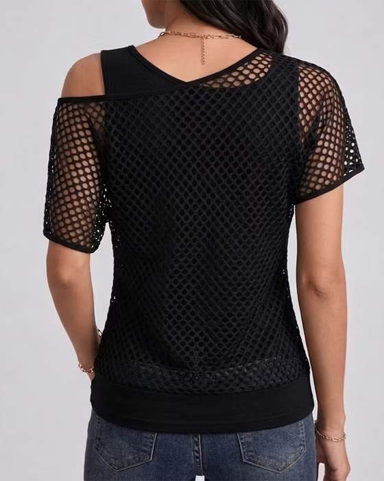 Set Mesh Off-Shoulder Tailliert Tank