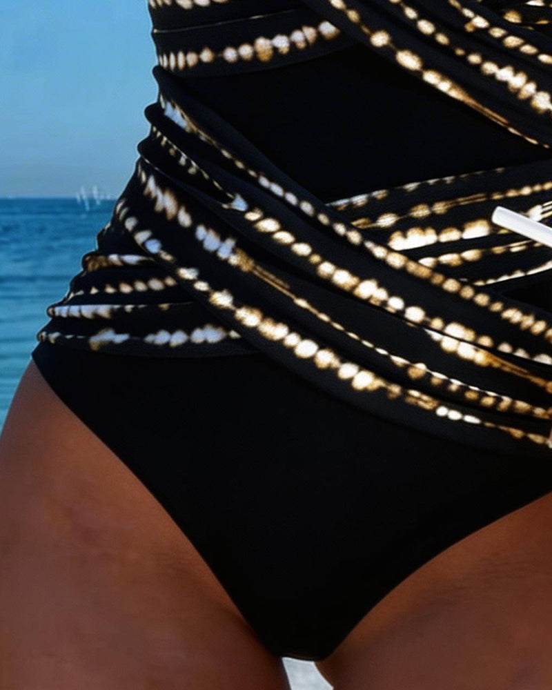 Einteilig Tank Top Stil V-Ausschnitt Bedruckt