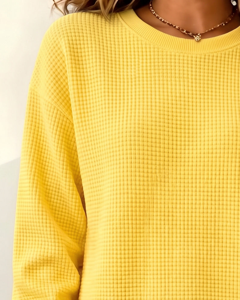 Kleid Rundhals Schlitz Langärmelig