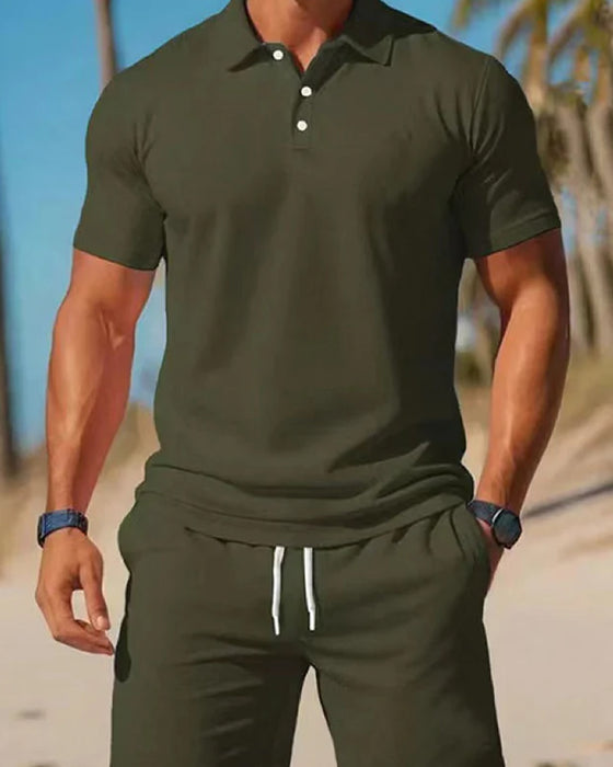 2-Teiliges Polo- Und Shorts-Set Für Herren Für Den Sommer