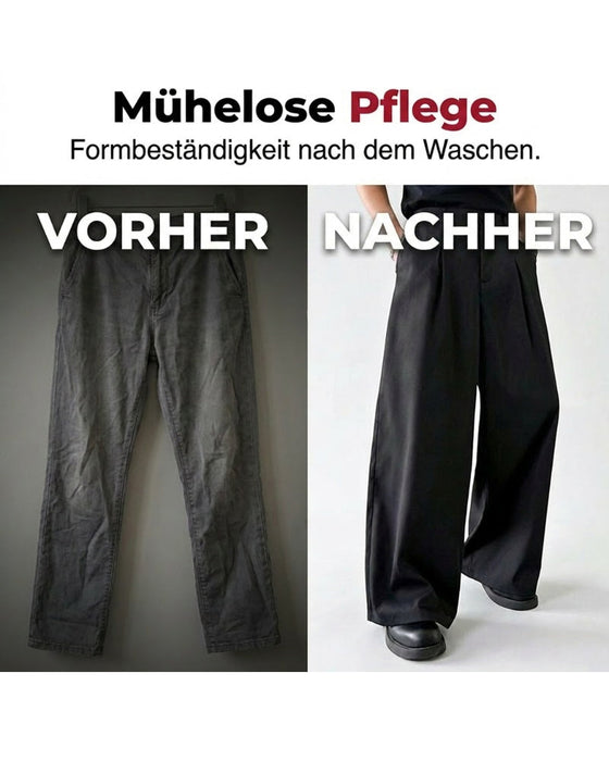 Hose Hohe Taille Knopf Hosenladen Breites Bein