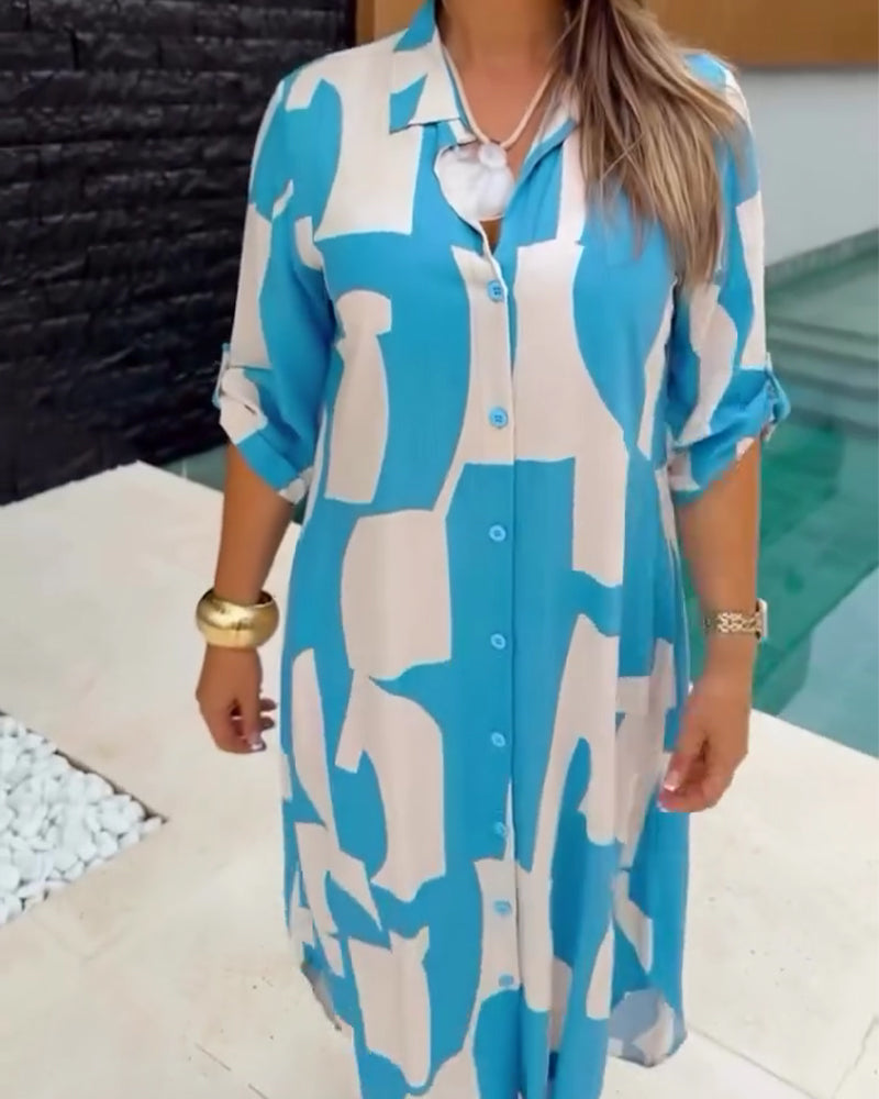 Kleid Casual Hemd Lang