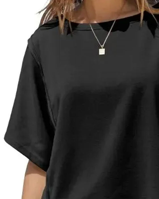 T-Shirts Kurz Drop Schulter Locker