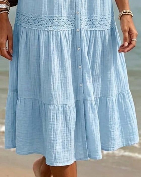 Kleid Strukturierte Spitze Lagen Lang
