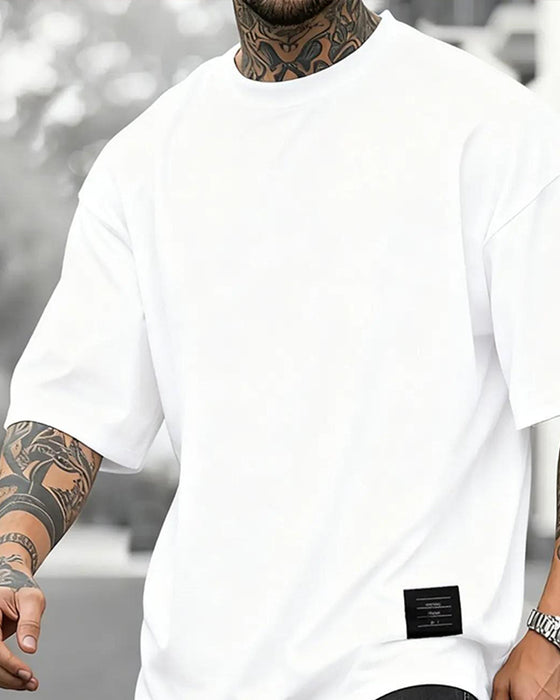 T-Shirts Rundhals Locker Gewebtes Etikett
