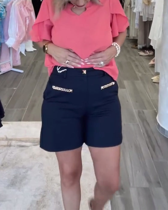 Shorts Mit Kettenverzierung Lässig