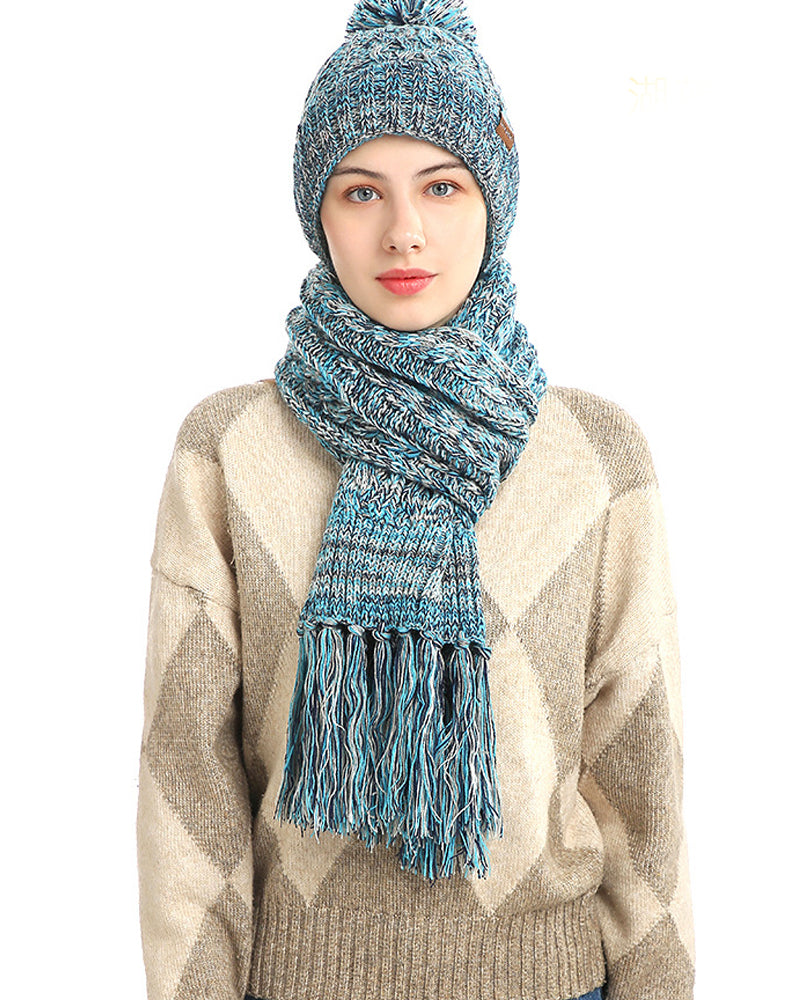 Dreiteiliges Set Hut Gestrickt Wolle