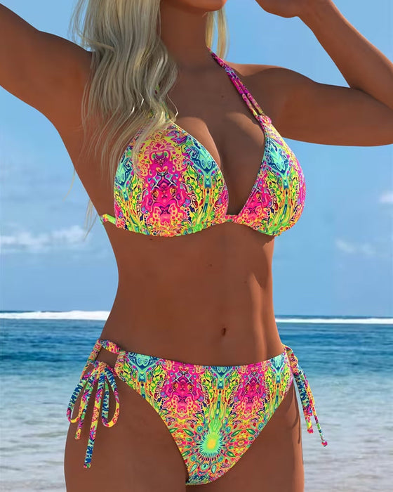 Bikini Farbig Halter Druck
