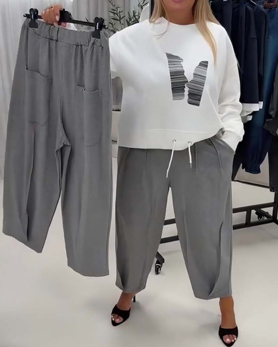 Hose Plissiert Weites Bein Harem Cropped