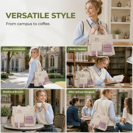 Tasche Geräumig Canvas Tote Fächer