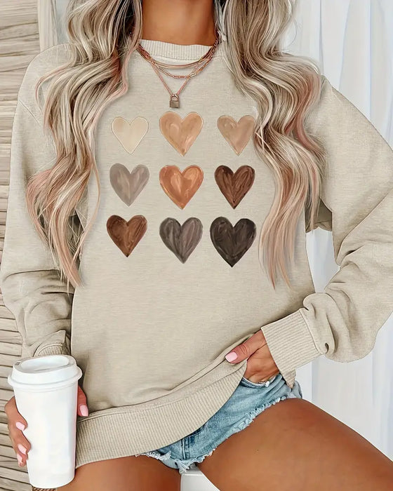 Sweatshirt Buntes Herzförmiges Pullover