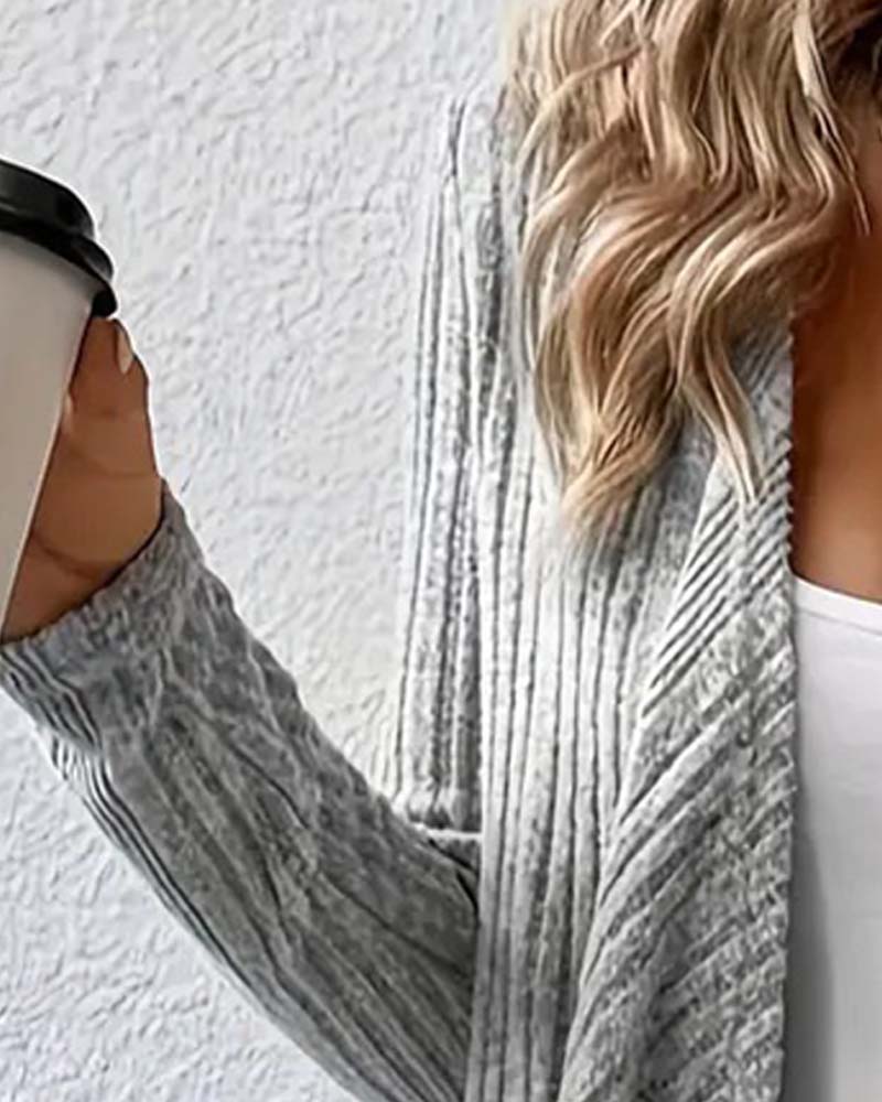 Cardigan Lässig Einfarbig Unregelmäßig