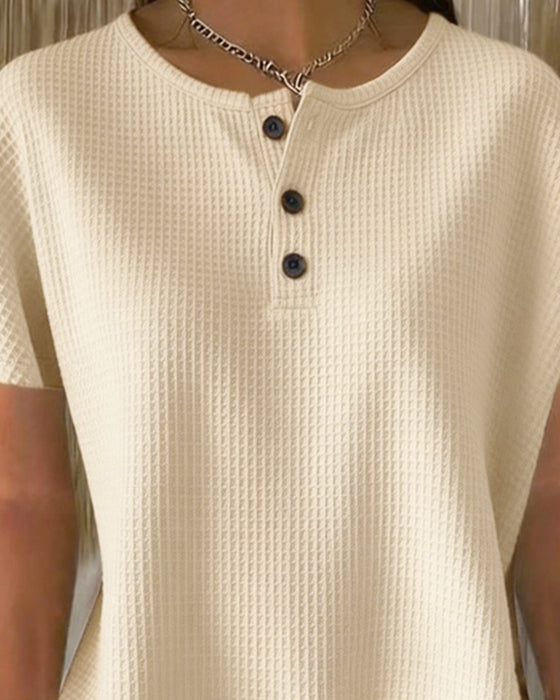 T-shirt Knopfleiste V-Ausschnitt Leger