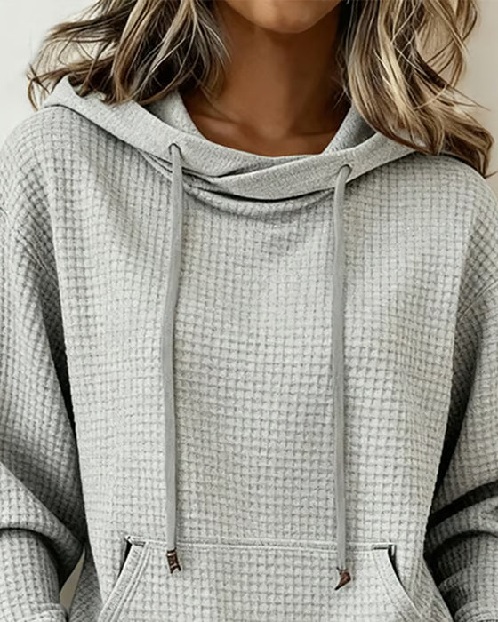 Sweatshirt Kapuze Kordel Waffel