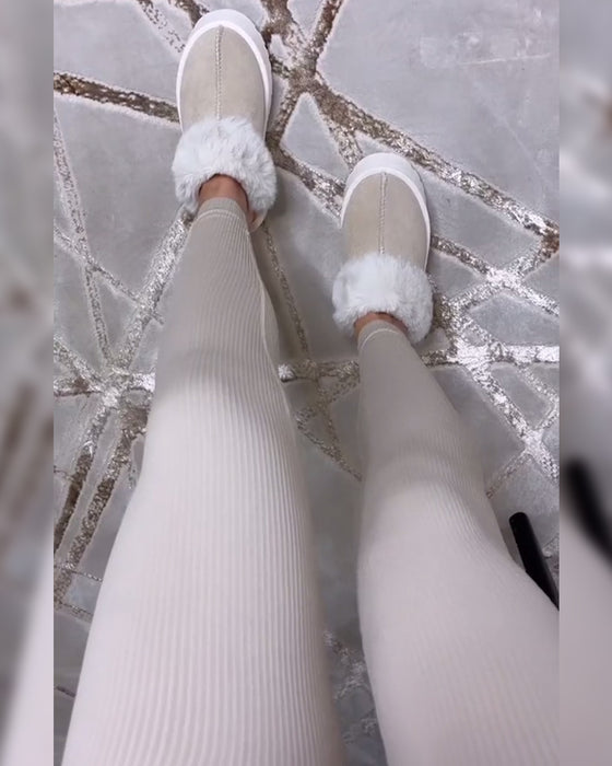 Leggings Uni Gefädelt Rippstoff