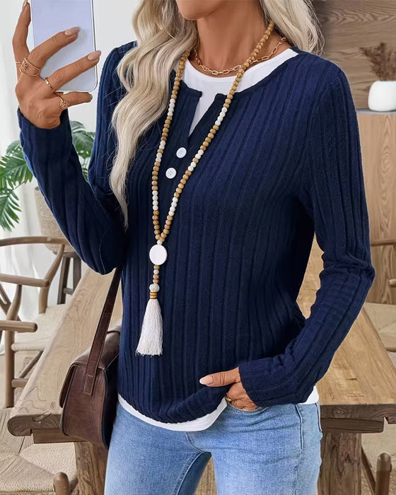 Top Fake zweiteilig gerippt gebürstet