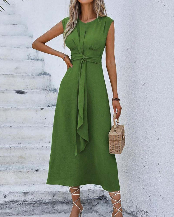 Kleid Einfarbig Tailliert Bindung