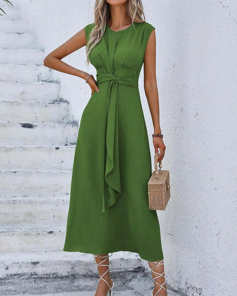 Kleid Einfarbig Tailliert Bindung