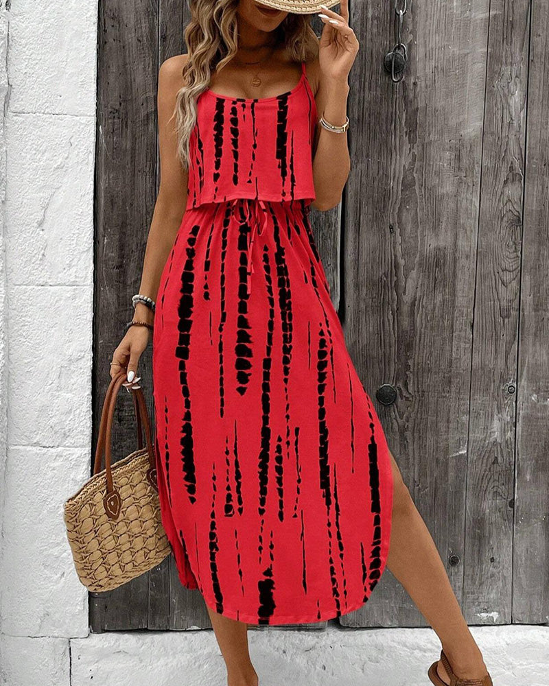 Kleid Unregelmäßiges Muster Schlitz Camisole