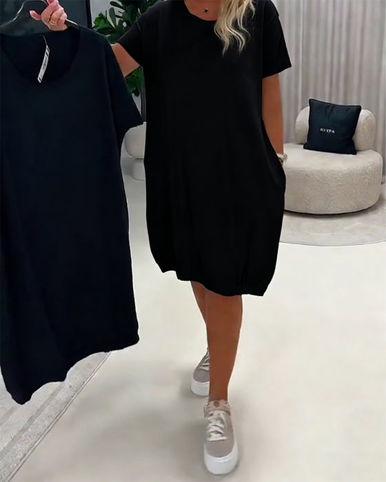 Kleid Kurzarm Rundhals Loose-Fit