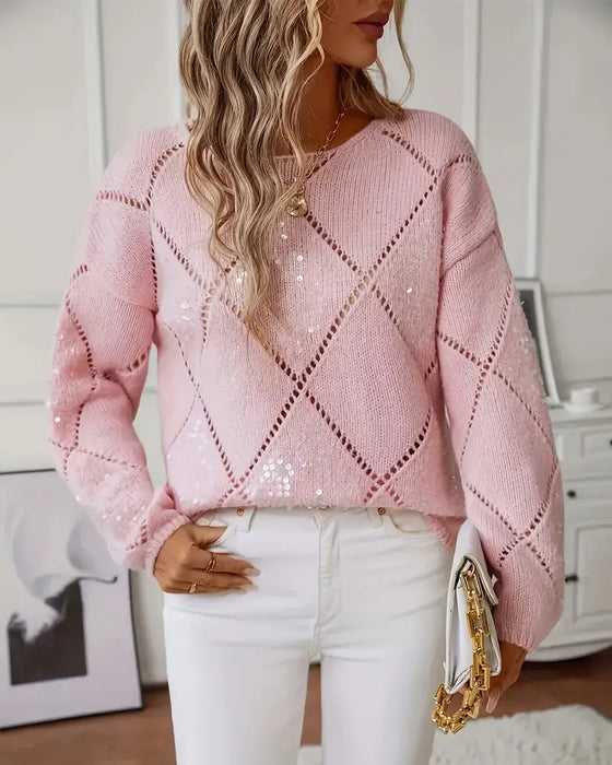 Pullover elegant ausgeschnitten Paillette