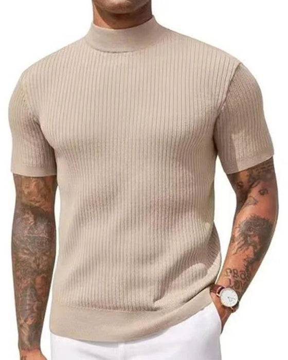 T-Shirt Mock Neck Herren Kurzarm