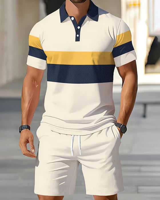 Set Gestreift Polo Herren Shorts